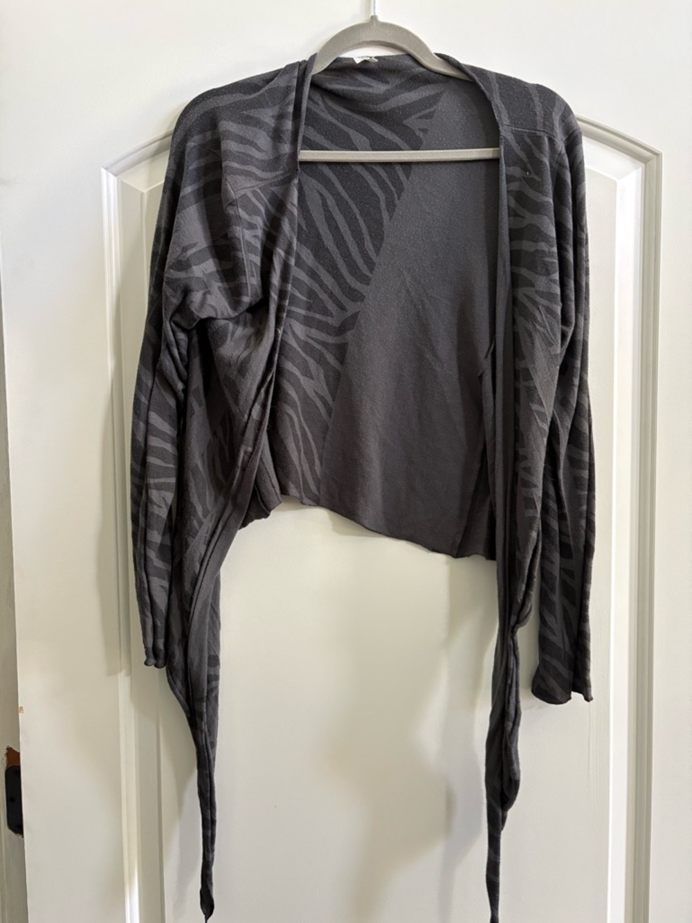 Max Rave Charcoal Zebra-Print Open Front Cardigan